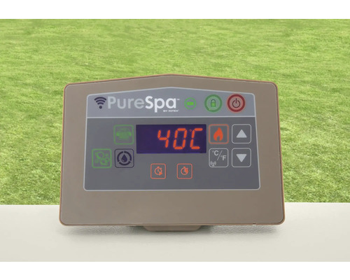 Panneau de commande PureSpa avec affichage numérique de la température à 40 degrés