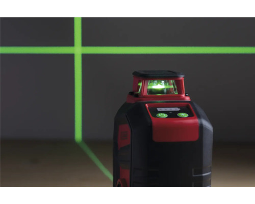 Le laser rotatif rouge et noir projette des lignes laser vertes.
