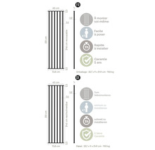 Schéma technique d''un élément de clôture avec des dimensions et des instructions de montage