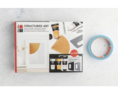 Marabu Ensemble de tableaux structurés avec pâtes acryliques, accessoires et ruban adhésif