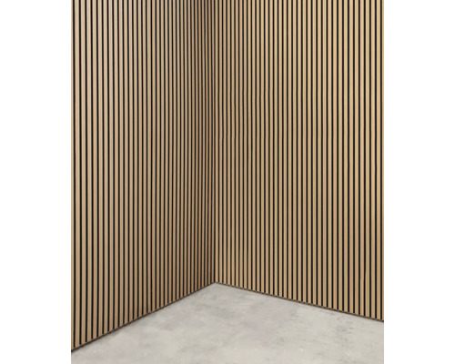 Photo d''intérieur d''un revêtement mural à lattes de bois