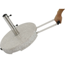 Support de parasol gris avec poignée et roulettes