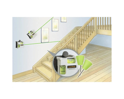 Laserliner LaserCube Green zur Ausrichtung von Bildern an einer Treppe