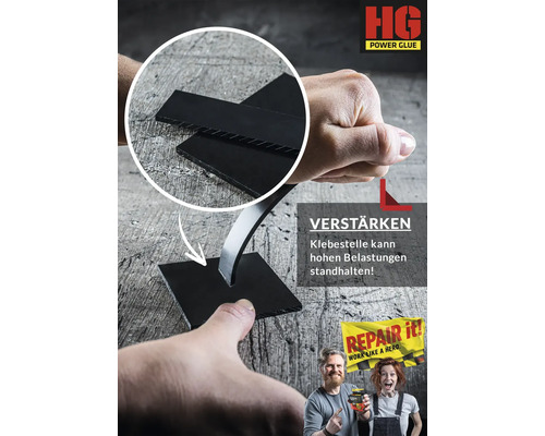 Exemple d''application pour HG Power Glue : Collage de pièces en plastique noir