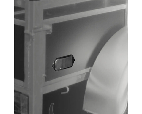 Seitenansicht eines Anhängers mit rechteckigem Rückstrahler