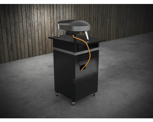 Pizzaofen auf Untergestell mit Rollen und Gasanschluss