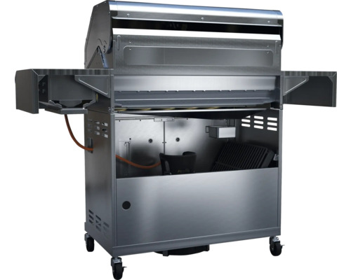 Edelstahl Gasgrill mit Rollen und Ablageflächen
