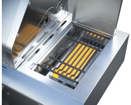Detailansicht eines Gasgrills mit Grillrost
