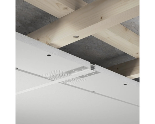 Deckeninstallation mit Holzrahmen und Gipskartonplatten