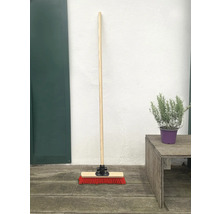 Brosse avec manche en bois et poils rouges