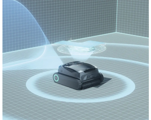 Robot tondeuse avec entraînement à chenilles sur pelouse