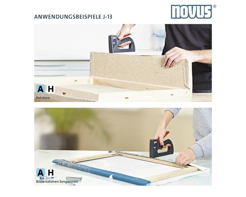 Anwendungsbeispiel J-13: Polstern und Bilderrahmen spannen mit einem Handtacker.