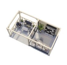 Pavillon de jardin lumineux avec terrasse, sièges et mobilier de bureau