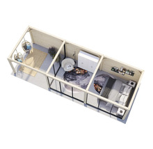 Maison en bois avec salon, chambre et terrasse