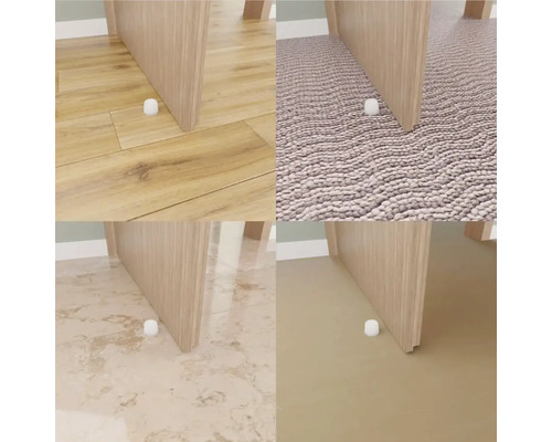 Collage de différents revêtements de sol avec porte et butée de porte