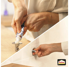 Anwendung von Montagekleber zur Befestigung eines Halters, Pattex Logo