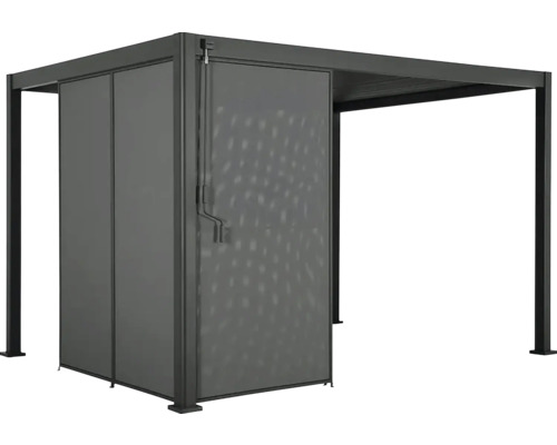 Pergola avec paroi latérale et toit comme protection contre les intempéries