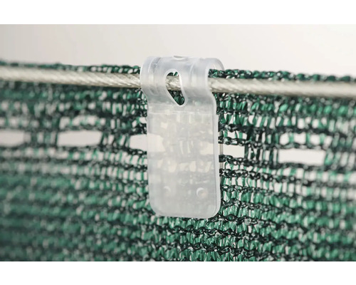 Clip de fixation pour écran d''intimité sur un câble métallique