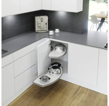 Coin cuisine avec éléments coulissants pivotants pour une utilisation optimale de l''espace