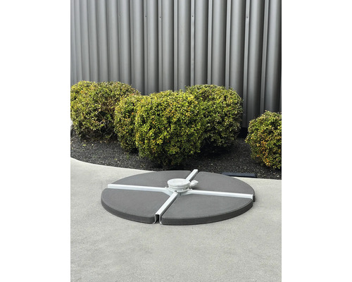 Support de parasol en béton avec pied en croix métallique