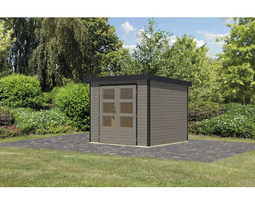 Abri de jardin en bois avec double porte et fenêtres