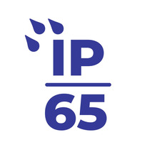 IP65 Schutzart Symbol: Schutz gegen Strahlwasser und Staub