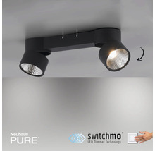 Schwarze Deckenleuchte mit zwei Leuchtenköpfen