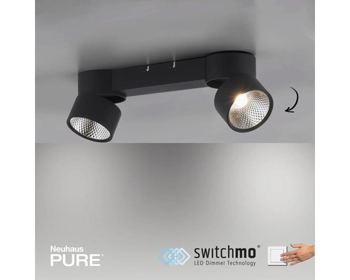 Schwarze Deckenleuchte mit zwei Leuchtenköpfen