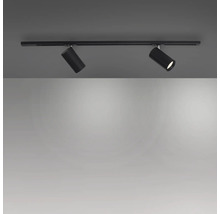 Zwei schwarze LED-Strahler an einer Schiene für die Deckenmontage
