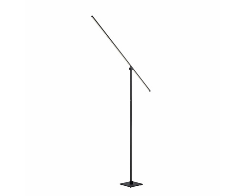 Schwarze LED Stehlampe mit geradem Lampenkörper und quadratischem Fuss