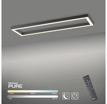 Rechteckige LED Deckenleuchte mit Fernbedienung zur Dimmung und Einstellung der Farbtemperatur.