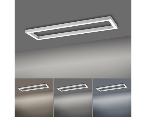 Rechteckige LED Deckenleuchte mit verschiedenen Lichtstimmungen.