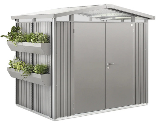 Abri de jardin en métal avec jardinières