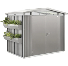 Metall Gerätehaus mit Pflanzkästen für den Garten