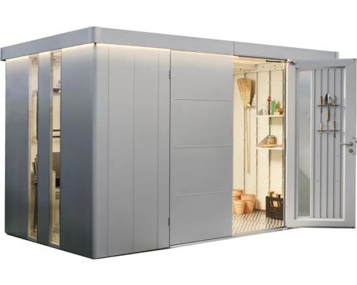 Gartenschrank mit Regalen und Gartengeräten