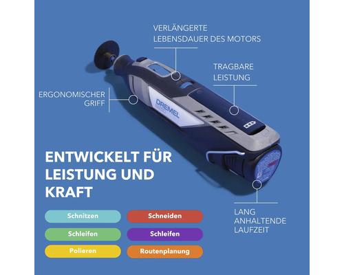 Outil multifonction Dremel 8250 avec poignée ergonomique et accessoires pour sculpter, couper, poncer, polir et fraiser