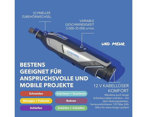 Dremel 8240 Akku-Multifunktionswerkzeug mit variabler Geschwindigkeit und schnellem Zubehörwechsel