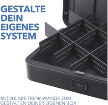 Offene Werkzeugbox mit modularen Trennwänden zur individuellen Gestaltung