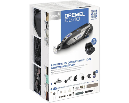 Dremel 8240 Akku Multifunktionswerkzeug Platinum Edition mit 12 Volt und variable Geschwindigkeit im Set mit 65 Zubehörteilen