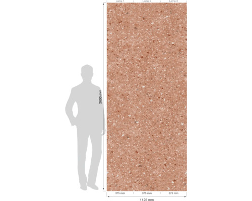 Grand carreau avec motif terrazzo et indications de dimensions