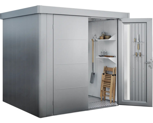 Metall Gartenschrank mit Schiebetür und Regalen