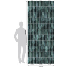 Mur de carreaux avec carreaux rectangulaires et indications de taille.