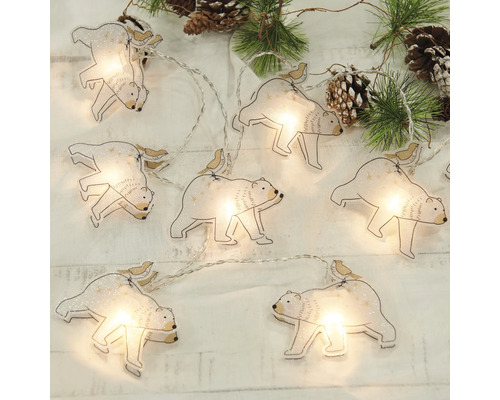 Guirlande lumineuse décorative avec motifs d''ours et détails d''oiseaux pour un éclairage festif
