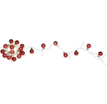 Lichterkette mit roten Weihnachtskugeln
