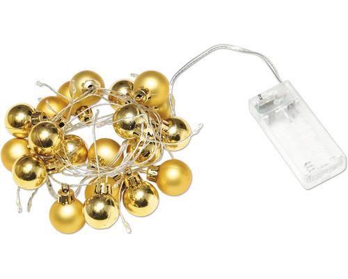 Goldene Kugellichterkette mit Batteriebox