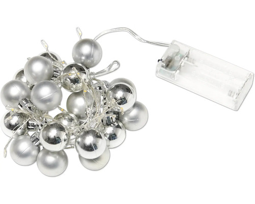 Lichterkette mit silberfarbenen Kugeln und Batteriebetrieb