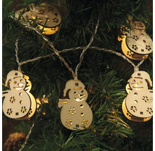 Lichterkette mit Schneemann Motiven aus Holz zur Dekoration