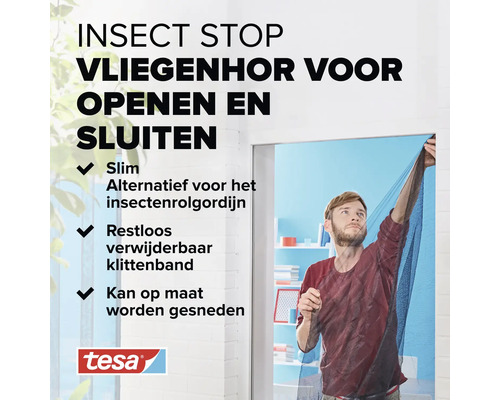 Fliegengitter für Fenster mit Klettbandbefestigung.