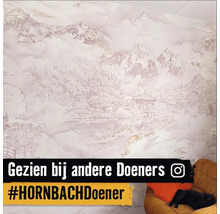 Tapete mit asiatischem Bergmotiv im Zimmer