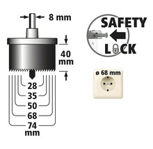 Set de scies cloches multi-lames Wolfcraft Ø 28-74 mm 5 pces
